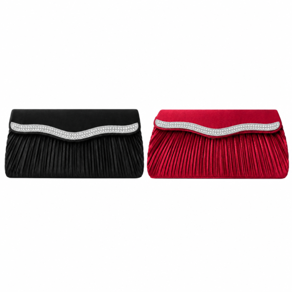 Ladies Satin Diamante Clutch Bag