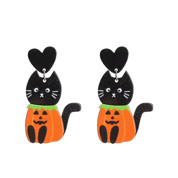 Halloween_Drop_Earrings_Spooky_Pumpkin_Skull_Cat_Ghost_Acrylic_Dangle_For_Women_Party_Gothic_Jewelry_Holiday_Accessories_Item_Style_Black_Cat_Pumpkin_Style_(No._5) Halloween Drop Earrings Spooky Pumpkin Cat Acrylic Dangle For Women Party Gothic
