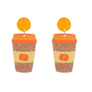 Halloween Drop Earrings Spooky Pumpkin Spice Latte
