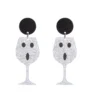Halloween Drop Earrings Spooky Ghost Wine Glasses