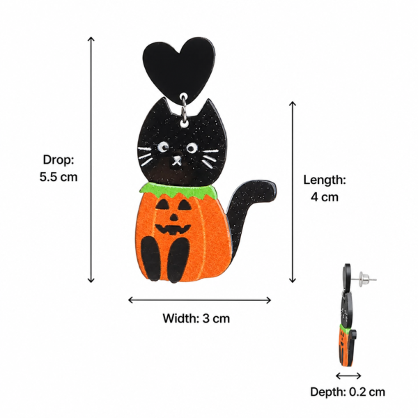 halloween-pumpkin-cat-2 Halloween Drop Earrings Spooky Pumpkin Cat Acrylic Dangle For Women Party Gothic