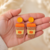 Halloween Drop Earrings Spooky Pumpkin Spice Latte