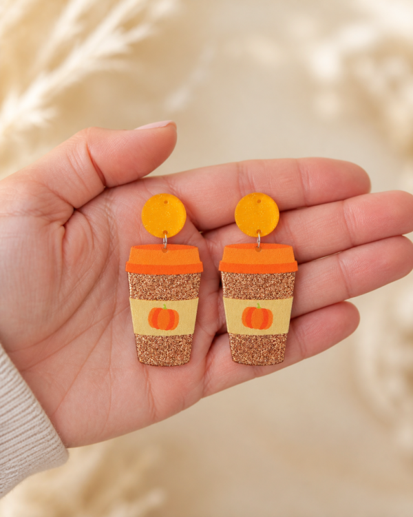 Halloween Drop Earrings Spooky Pumpkin Spice Latte