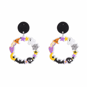 Halloween Drop Earrings Spooky Skull Bat Ghost Acrylic Dangle For Women Party Gothic