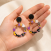 halloween-wreath-3 Halloween Drop Earrings Spooky Skull Bat Ghost Acrylic Dangle For Women Party Gothic