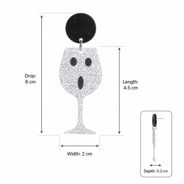 Halloween Drop Earrings Spooky Ghost Wine Glasses