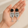 Halloween Drop Earrings Spooky Ghost Wine Glasses