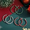 Christmas Glitter Hoop Earrings - 3 Pair Set