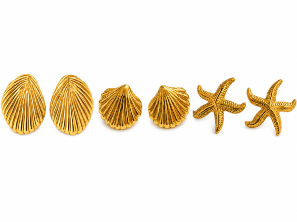 Gold-Plated Stainless Steel Beach Inspired Earrings