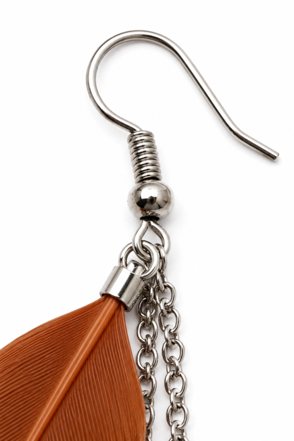 Brown Feather Drop Dangle Earrings Boho Festival Statement Gothic Tassel Gift