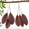 Large Brown Feather Drop Dangle Earrings Boho Festival Statement Gothic Tassel