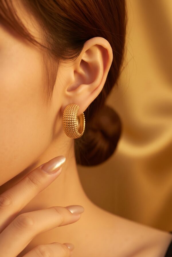 chunky-hoops-1 Chunky Gold Hoop Earrings Textured Clip-On Retro Fashion Jewellery