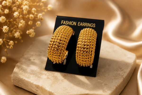 chunky-hoops-2 Chunky Gold Hoop Earrings Textured Clip-On Retro Fashion Jewellery