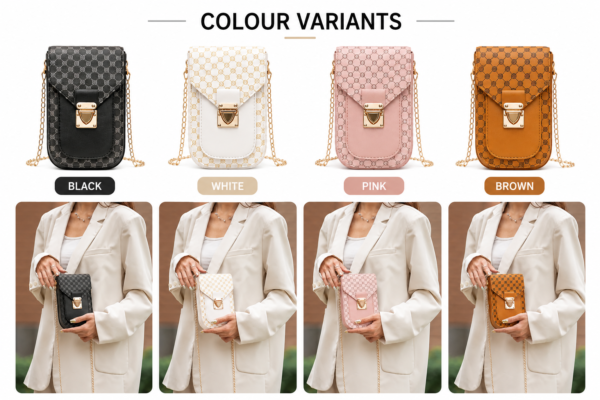 crossbody-bags-1 Ladies Crossbody Phone Bag Monogram PU Leather Shoulder Chain Handbag
