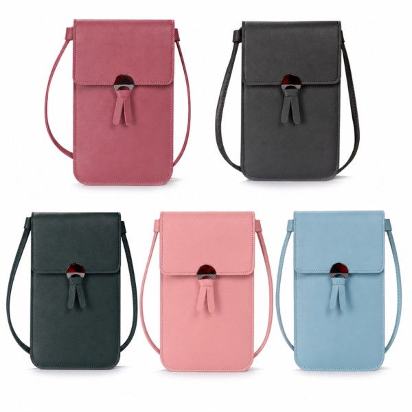 Women's Multi Colour Crossbody Phone Bag Touch Screen PU Leather Shoulder Purse
