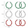 Christmas Glitter Hoop Earrings - 3 Pair Set