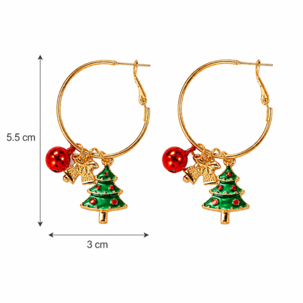 Christmas Tree Charm Hoop Earrings