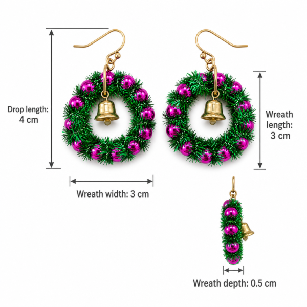 Festive Christmas Wreath Dangle Earrings