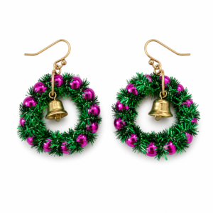 Festive Christmas Wreath Dangle Earrings