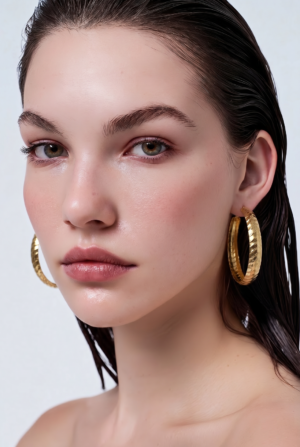 Textured Gold Hoop Earrings