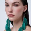 green-feather-earrings-2 Green Feather Drop Dangle Earrings Long Boho Festival Tassel Ladies Gift UK