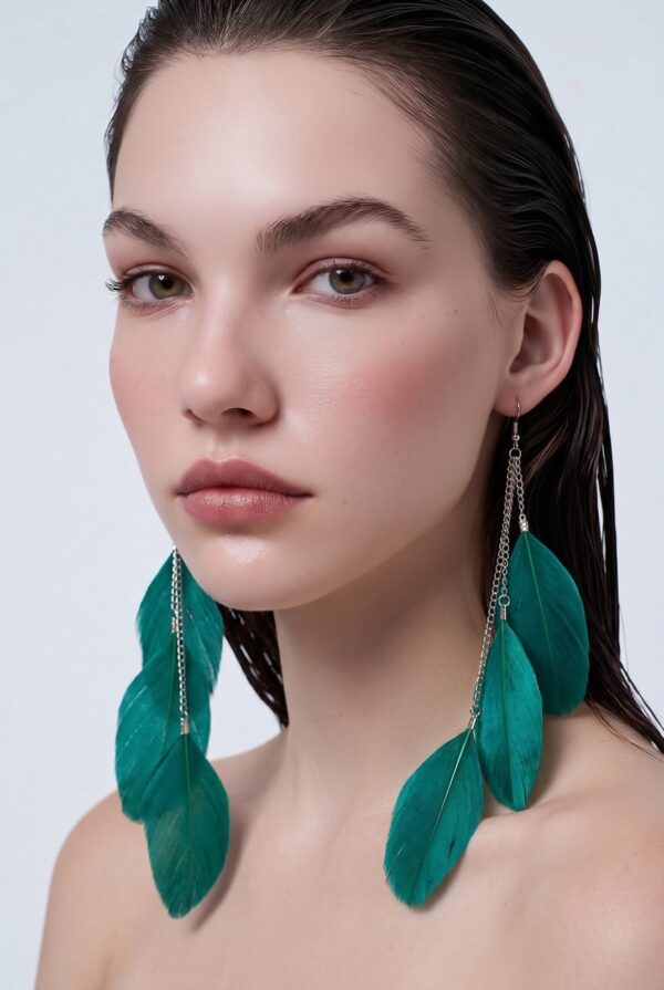 green-feather-earrings-2 Green Feather Drop Dangle Earrings Long Boho Festival Tassel Ladies Gift UK