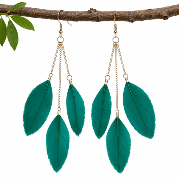 green-feather-earrings-3 Green Feather Drop Dangle Earrings Long Boho Festival Tassel Ladies Gift UK