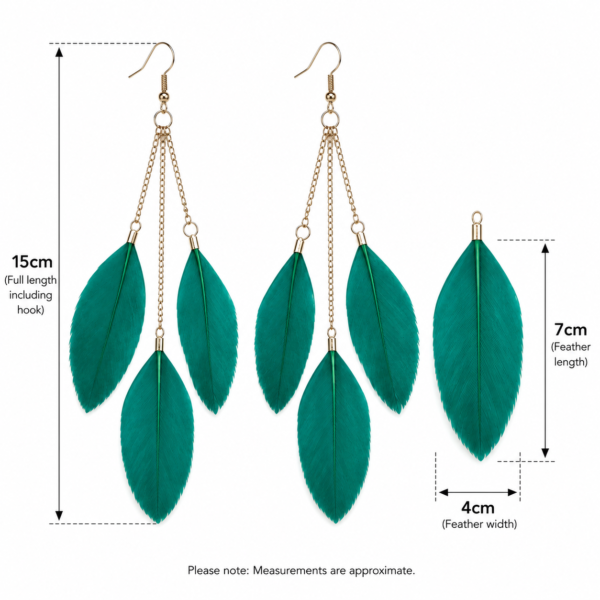 green-feather-earrings-6 Green Feather Drop Dangle Earrings Long Boho Festival Tassel Ladies Gift UK