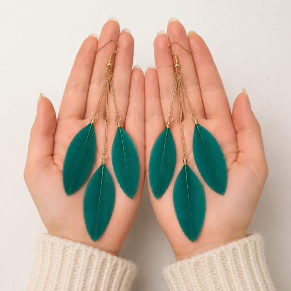 green-feather-earrings-7 Green Feather Drop Dangle Earrings Long Boho Festival Tassel Ladies Gift UK