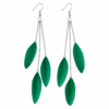 Green Feather Long Drop Earrings Boho Statement Festival Dangle Ladies Gift