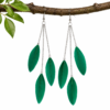 Green Feather Long Drop Earrings Boho Statement Festival Dangle Ladies Gift