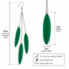 Green Feather Long Drop Earrings Boho Statement Festival Dangle Ladies Gift