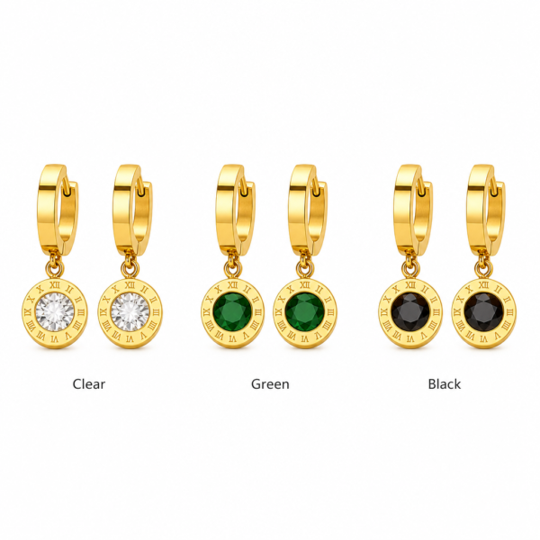 jewellery-set-2 Gold Roman Numeral Rhinestone Jewellery Set Necklace Bracelet Earrings