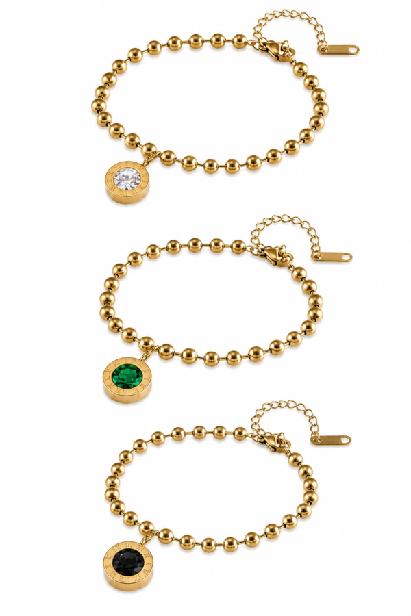 jewellery-set-3 Gold Roman Numeral Rhinestone Jewellery Set Necklace Bracelet Earrings