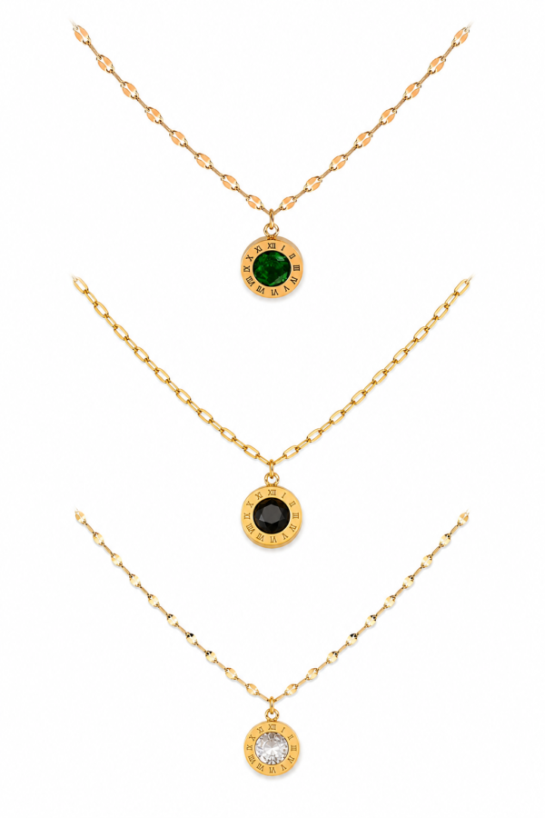 jewellery-set-4 Gold Roman Numeral Rhinestone Jewellery Set Necklace Bracelet Earrings