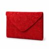 Ladies Red Lace Envelope Clutch Bag Evening Wedding Party Formal Event Prom
