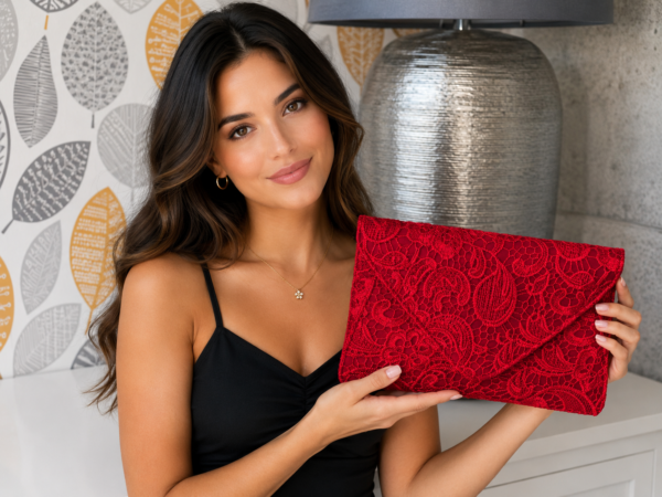 large-red-bag-8 Ladies Red Lace Envelope Clutch Bag Evening Wedding Party Formal Event Prom