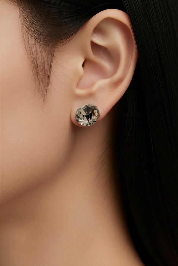 largestud1 Large Clear Crystal Stud Earrings Silver Tone Sparkly Statement Earrings