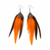 Orange Black Feather Drop Dangle Earrings Boho Festival Statement Gothic Gift