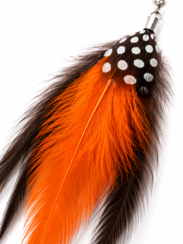 Orange Black Feather Drop Dangle Earrings Boho Festival Statement Gothic Gift