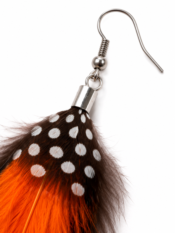 Orange Black Feather Drop Dangle Earrings Boho Festival Statement Gothic Gift