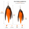 Orange Black Feather Drop Dangle Earrings Boho Festival Statement Gothic Gift