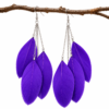 Purple Feather Drop Dangle Earrings Boho Statement Festival Gift For Her