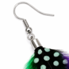 Purple Green Feather Drop Earrings Boho Festival Statement Dangle Ladies Gift