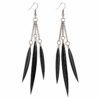 Black Feather Drop Earrings Boho Statement Festival Long Dangle Ladies Gift