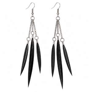 Black Feather Drop Earrings Boho Statement Festival Long Dangle Ladies Gift