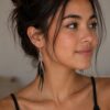 Black Feather Drop Earrings Boho Statement Festival Long Dangle Ladies Gift