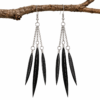Black Feather Drop Earrings Boho Statement Festival Long Dangle Ladies Gift