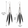 Black Feather Drop Earrings Boho Statement Festival Long Dangle Ladies Gift