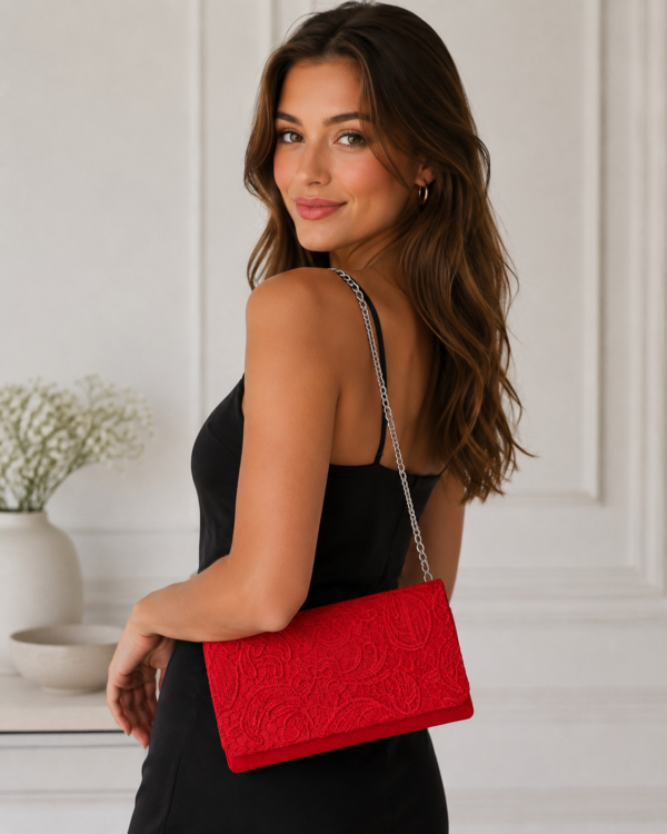 small-red-bag-2 Red Lace Evening Clutch Bag Womens Wedding Prom Party Bridal Shoulder Handbag